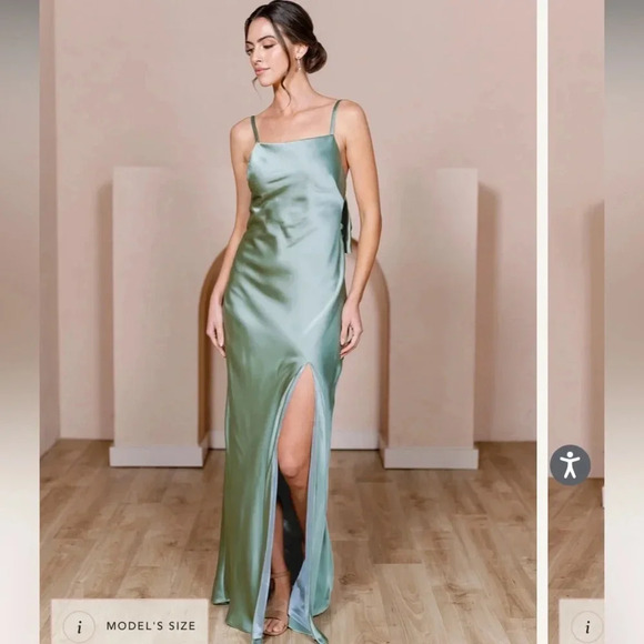 Revelry Dresses & Skirts - Revelry Steph Satin Dress Silver Sage 711 Size 8